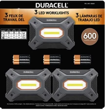 Duracell LED Battery Operated Work Lights Set of 3 600 Lumens & 4 Light Modes