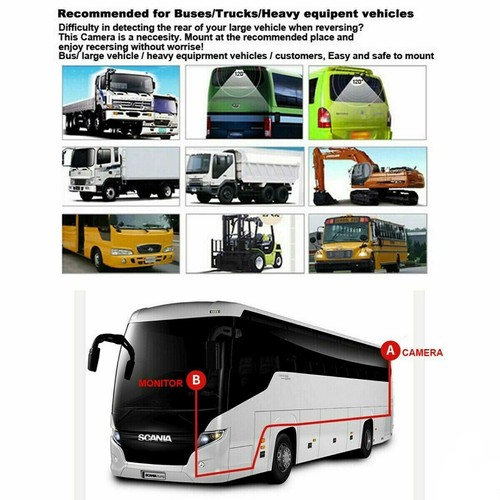 9" Quad Split Screen Monitor + CCD Rear View Backup Camera for Car RV Bus Truck - Picture 10 of 13