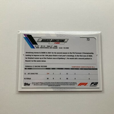 Marcus Armstrong 2021 Topps Chrome Formula 1 F1 Checker Flag