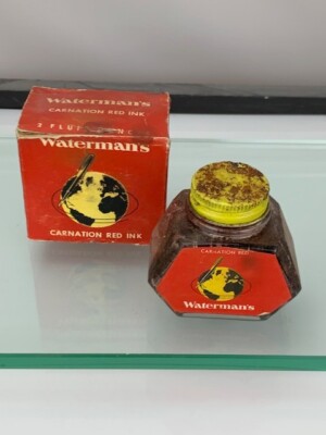 Waterman  2 oz Canation Red Ink Tilt Bottle No Ink Made in Canada  (m275)