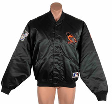 Vintage Felco Union Made Black Baltimore Orioles MLB Satin Jacket XL Arm Patches
