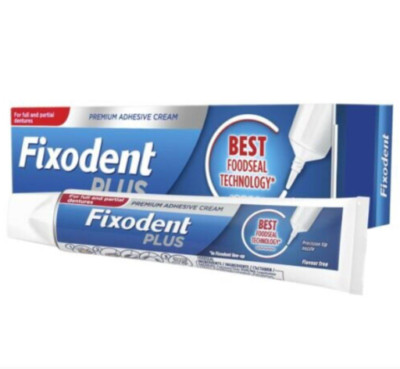 Fixodent Plus Food Seal Zahnersatz Haftcreme 40g mit Präzisionsdüse