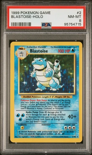 Pokemon Base Set Unlimited Blastoise Holo 2/102 PSA 8 NM