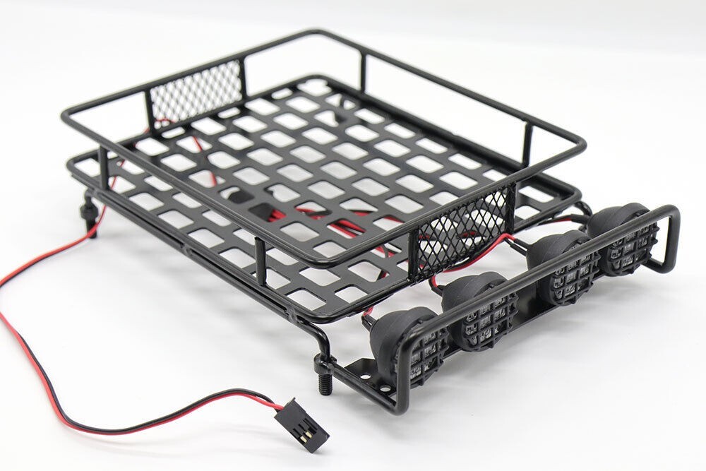 RC 1:12 Roof Luggage Rack LED Light Bar Wrangler Tamiya CC01 SCX10