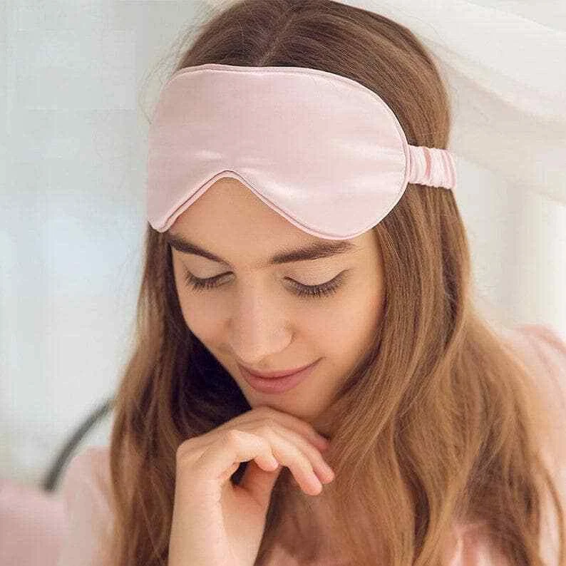 Light Pink Silk Sleep Mask Face Mask Luxe Gift Set/Face Cover/Eye Mask/Best Gift - Image 3 of 4