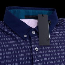 Greyson Golf Wind  Water Symbol Print Short Sleeve Polo Shirt Size Large 118
