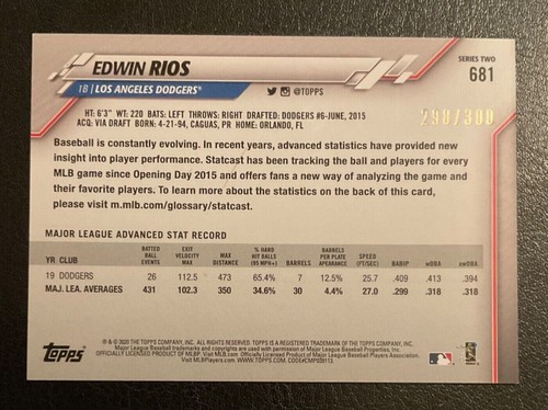 2020 Topps - Advanced Stats #681 Edwin Rios /300 (RC) for sale online ...