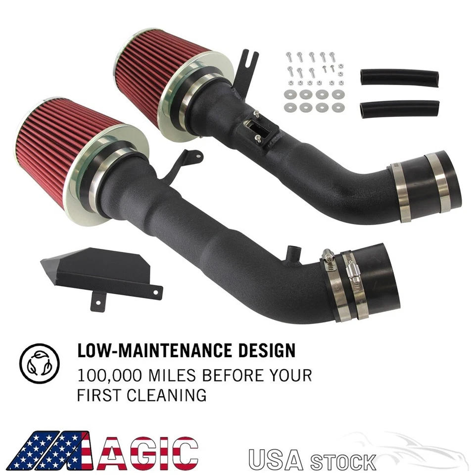 Cold Air Intake System & Filter For Nissan 370Z Infiniti G37 3.7L V6 09-19 Black Foto 3 de 4