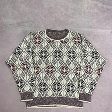 Vintage Knitted Jumper Abstract Patterned Grandad Knit Sweater Men's M