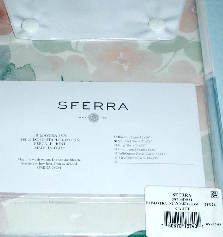 Sferra Primavera Cadete Estándar Falso Floral Algodón Estampado Percal Nuevo Foto 3 de 4