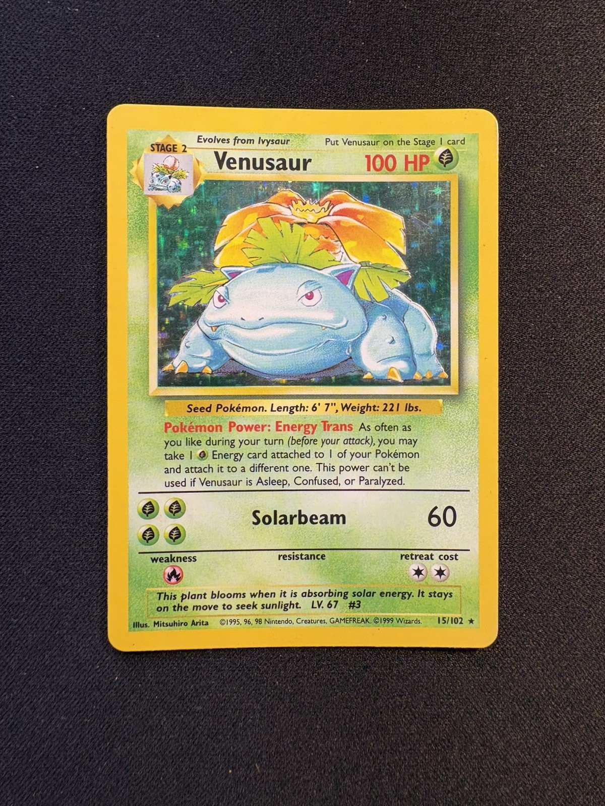 Venusaur 1999 Pokemon Base Set 15/102 Unlimited Holo Rare LP