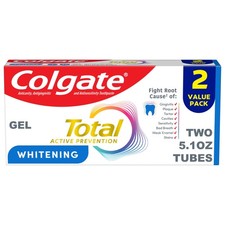 Colgate Total Active Prevention Whitening Gel Toothpaste, Mint, 2 Pack, 5.1 oz 1.11 per gallon