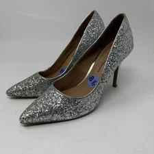 Christian Siriano for Payless Shoes Womens Size 8.5 Silver Glitter Pumps Heel