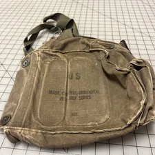 US Military M17 A2 Gas Mask Bag- Worn Olive Green Soldier's NBC Respirator Bag