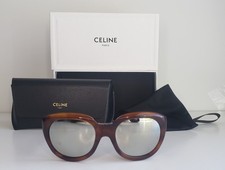 CELINE CL40071I 56C WOMEN'S LIGHT HAVANA / SMOKE MIRROR LENS SUNGLASSES NWT 460