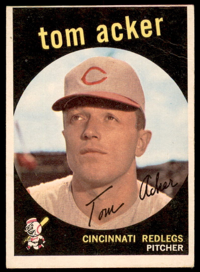 1959  Topps #201 TOM ACKER  Cincinnati Redlegs  VG/EX (Faint Wrinkle TR)
