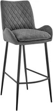Panama 31" Bar Height Bar Stool in Charcoal Fabric and Black Finish