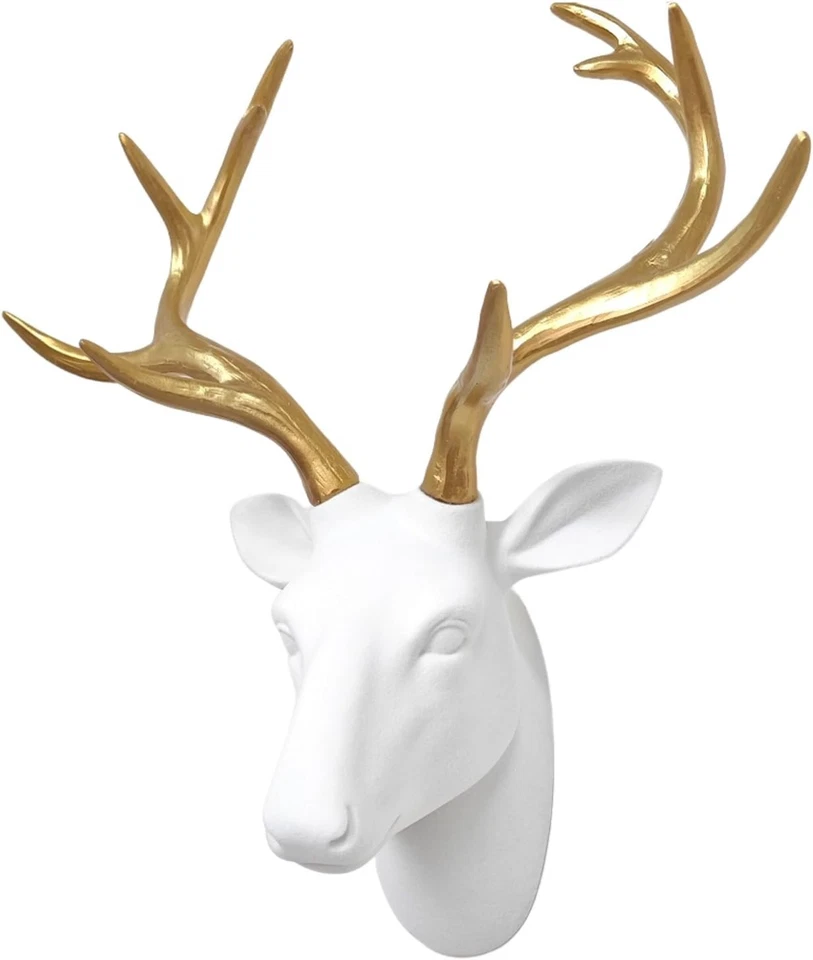 Chic Faux Deer Head Decor with Gold Antlers - Ideal Housewarming Gift - Image 3 of 4