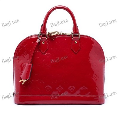 Louis Vuitton LV Monogram Vernis Alma PM Pre-Loved Red Bag