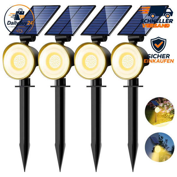 Solarlampen FüR AußEn 4 StüCk 53 LED IP65 Wasserdicht Warmweiß Gartenleuchten-image