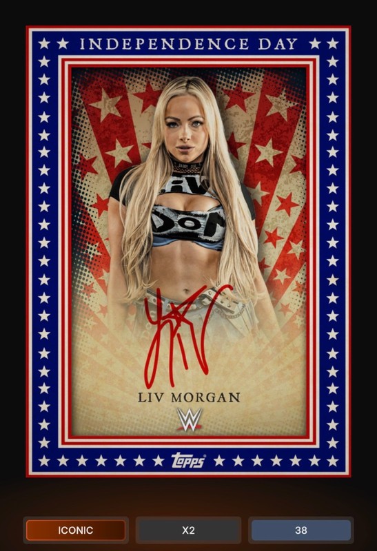 Topps WWE Slam Digital Independence Day Red Lower 48 Signature Liv Morgan Iconic