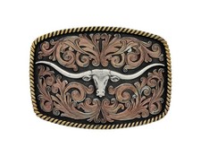 Montana Silversmiths Western Belt Buckle Texas Longhorn A711