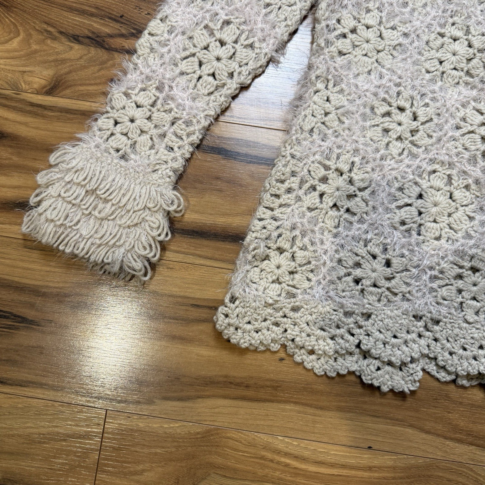 VTG y2k Sz S/M Crochet Cardigan Jacket Floral Cot… - image 14