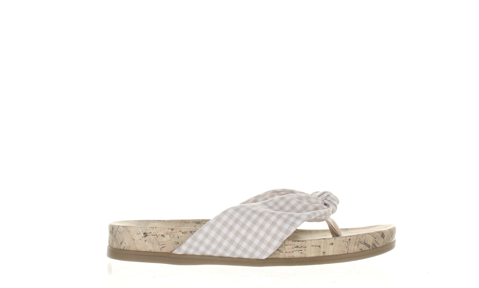 LifeStride Womens Happy Natural Gingham T-Strap Sandals Size 8.5 (Wide)