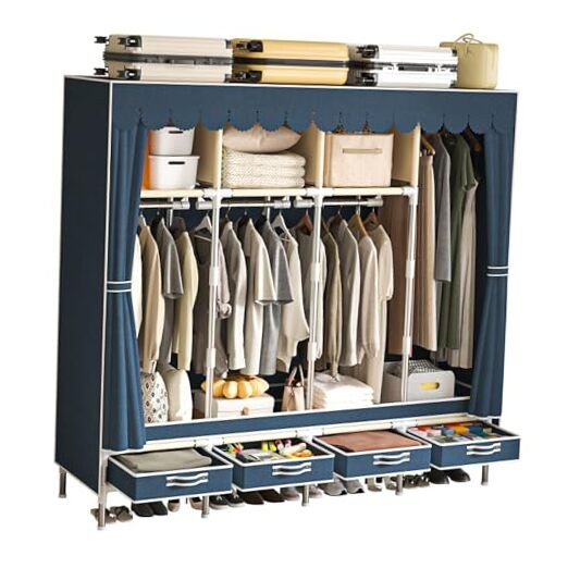 67-Inch Portable Wardrobe with 4 Drawers & 3 Shelves - Large Storage Capacity-image