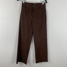 Maeve Colette Full Length Wide Leg Pants Size 26P Brown Linen Blend