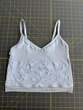 Women  s Aerie Light Blue Lace Floral Tank Top With Adjustable Straps