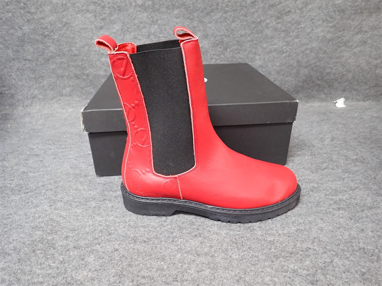 NEW Valentino Stacey Monogram Leather Boots Red Women's Size 6.5 (SS58) thumbnail 3
