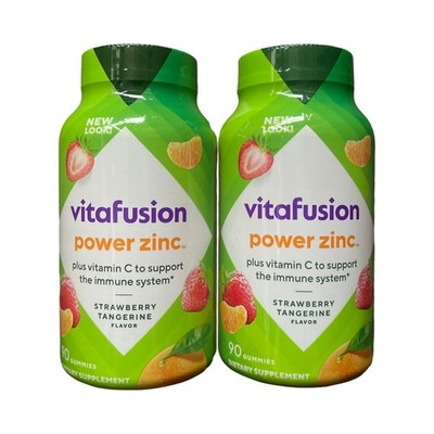 Vitafusion Power Zinc Gummy Vitamin Strawberry Tangerine, 2-Pack Exp: 02/2026