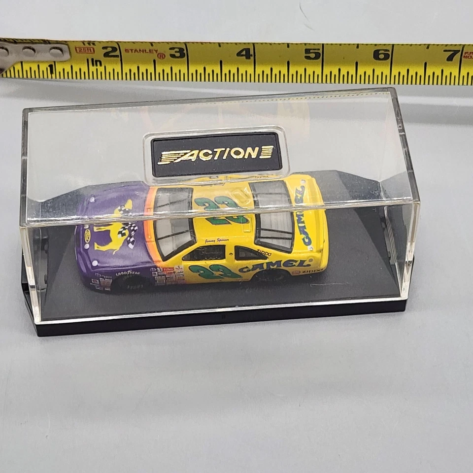 Action NASCAR Ford Camel #23 Jimmy Spencer Diecast Car with Case Yellow Purple - Image 2 of 4
