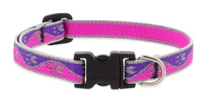 Lupine Reflective Small Dog Collar 1/2 Wide Pink Paws Adjusts from 8 to 12