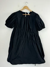 Women's Puff Short Sleeve Drawcord Mini Dress - Future Collective Black XXL