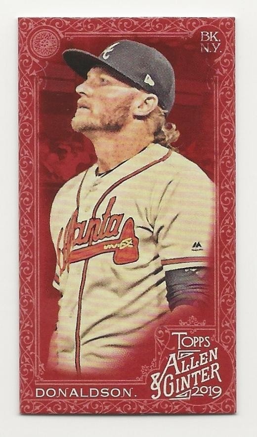 2019 Topps Allen & Ginter 'X' JOSH DONALDSON Red Mini SSP 3/5 - Braves #146