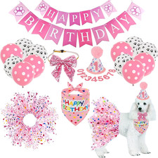 Dog Birthday Bandana Hat Girl Dogs Birthday Party Supplies Red Bowtie Dogs Tutu