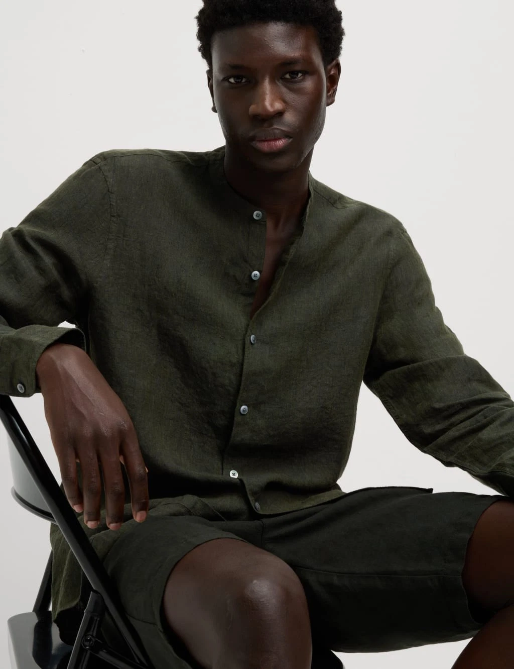 Marks & Spencer Mens Linen Regular Long sleeved Shirt in Green - M&S
Opens in a new window or tab