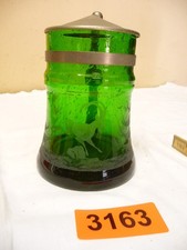 3163.        Alter Bierkrug  Biedermeier Glas Bierkrug Deko Glaskrug mit Deckel