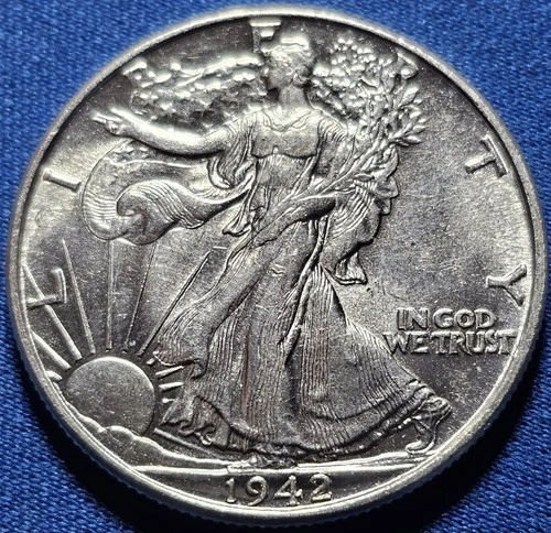 A 1942 50c Walking Liberty Half Dollar CHOICE BU! 90% Silver