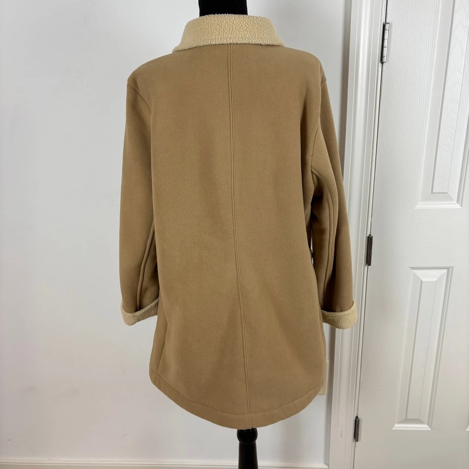 Lands' End Women's Fleece Sherpa Trim Double Breasted Coat Jacket Petite XL 18 - Image 4 of 4