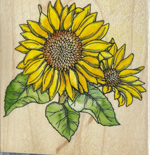 Rubber Stampede Wooden Rubber Stamp A1663H Large SunFlowers 4in