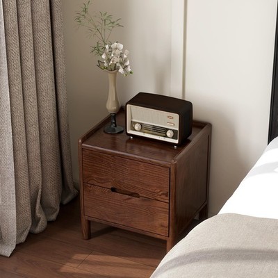 Walnut Night Stand Solid Oak Wood Mid Century Modern Nightstand Bedroom Table