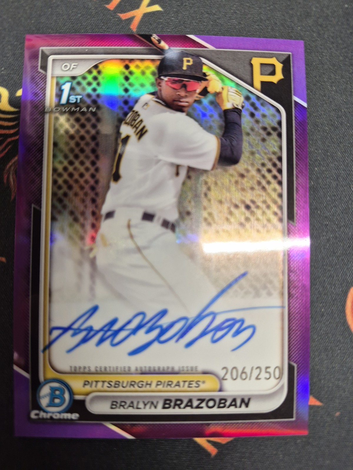 2024 Bowman Chrome BRALYN BRAZOBAN 1st Auto PURPLE /250 Pirates