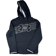 Under Armour Kids' Gray and Black Logo Performance and Fleece Hoodie, Large