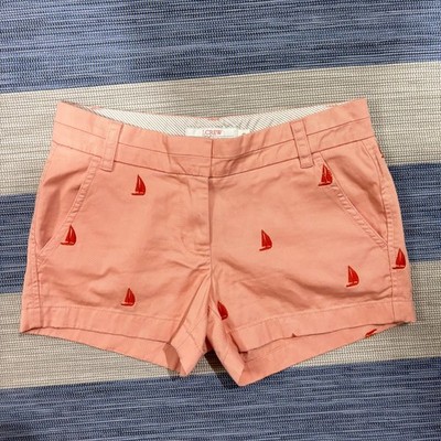 J.Crew Broken-In Chino Shorts Embroidered Sailboats Peach Size 0