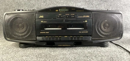 JVC Stereo Boombox RC-X610 Portable Dual-Cassette Deck AM/FM Radio CD Player