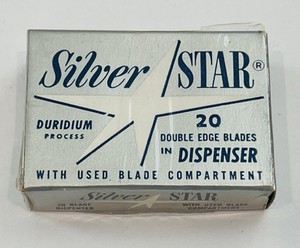 VTG. SILVER STAR DURIDIUM PROCESS DOUBLE EDGE RAZOR BLADES PACK Of 20 BLADES NOS