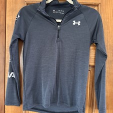 Under Armour 1/4 Quarter Zip Shirt Boys Youth Medium Charcoal Long Sleeve Top
